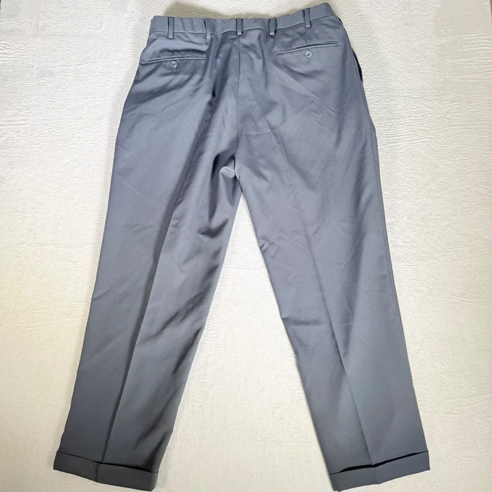 Jos A Banks Traveler Mens Pleated Dress Pants Gray‎ Cuffed Formal Sz 38x29